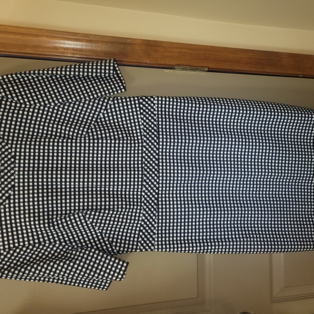 Banana Republic Black and White Checkered Midi Dress